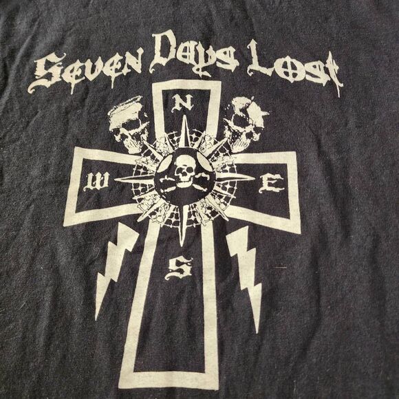 Gildan Seven Days Lost Black Tshirt With Graphics Size Small - Picture 2 of 6